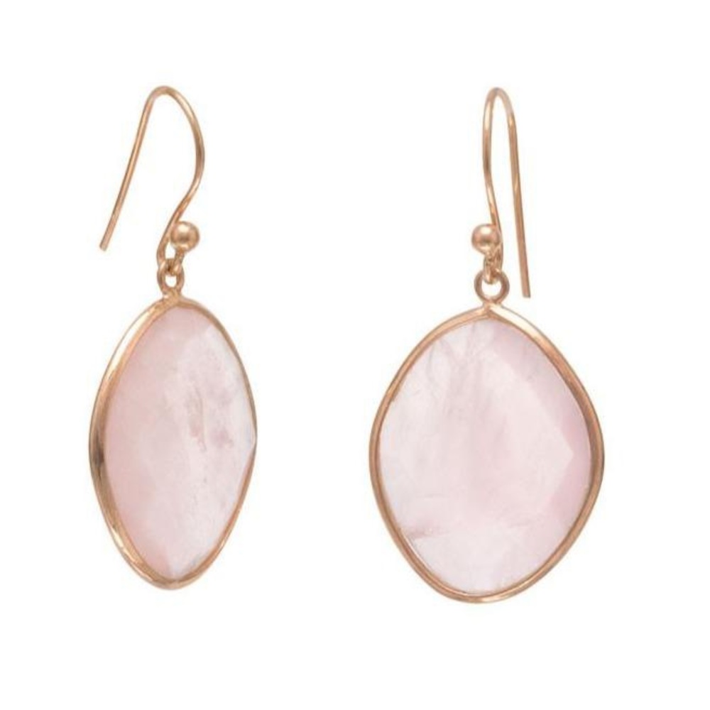 ✨ 14 Karat Rose Gold Plated Rose Quartz Earrings